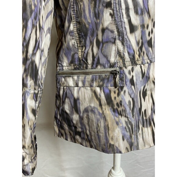 Chico's Womens‎ Blazer Jacket Size 2 Large Button Up Gray Purple Animal Print - Picture 4 of 11